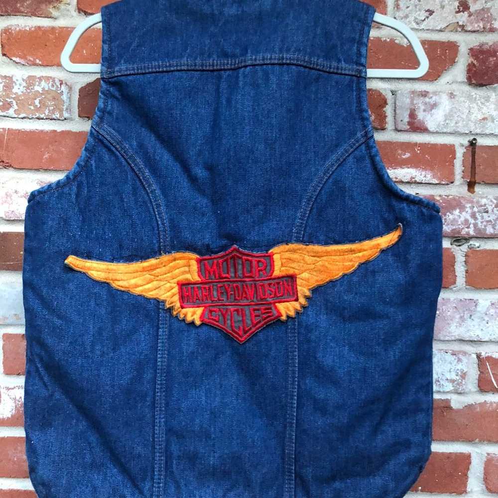 70s Vintage Wrangler harley denim vest - image 3