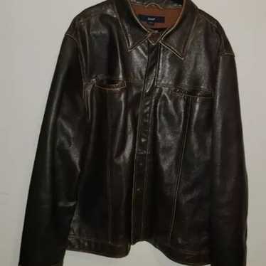 OLD GAP 00s〜 cow leather bomber jacket Vintage Gap Leather Moto Jacket Black Bomber Heavy Leather