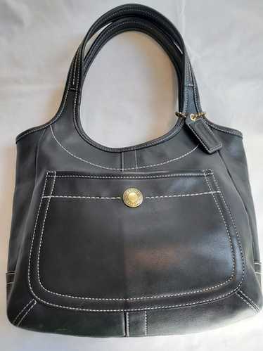 バッグ 65th Coach Legacy Signature Bag Black Coach 65th Anniversary Legacy Satchel Handbag Black Leather