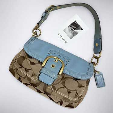 バッグ COACH SOHO Tweed Mini One shoulder Bag COACH Vintage Tan/Brown Signature Mini Soho Shoulder Bag