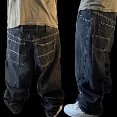 パンツ PELLE PELLE/JEANS CO BLACK CARPENTER Pelle Pelle jeans, shiny black, vintage baggy, silver