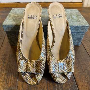 Stuart Weitzman python peeptoe mules slides size … - image 1