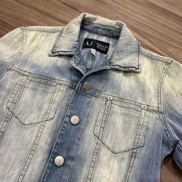 ジャケット・アウター archive Armani Jeans gimmick coat Vtg 80s Armani Jeans Cropped Denim Bomber Jacket Medium Red