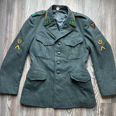 ジャケット・アウター Japan vintage wool coat military boro 30's] French Vintage Gray Wool Hunting Jacket With Chin