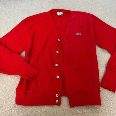 90's LACOSTE Acryl cardigan 古着 ラコステ USA製 90s IZOD LACOSTE Acrylic Knit Cardigan . (Size：L Model