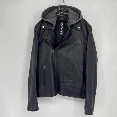 ジャケット・アウター FUGA lamb leather riders jacket 00s Y2K Vtg GAP Men's Moto Jacket Y2K 2000s Black HEAVY LEATHER