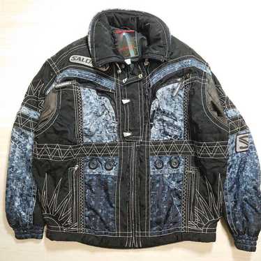 スキー 00s old salomon nylon shell jacket L Salomon Soft Shell Clima Pro 00s Ski Jacket Black Blue Size