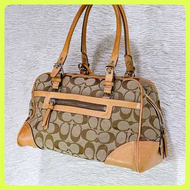 バッグ COACH mini boston bag shoulder Signature Coach mini Boston bag with mini pouch in signature pink