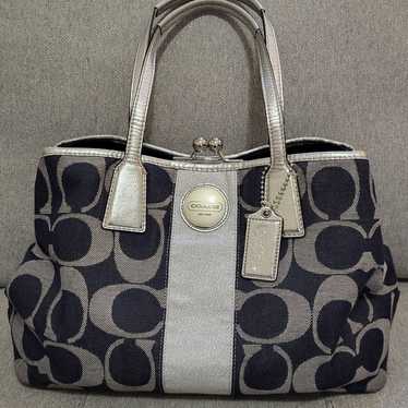 バッグ Coach Denim Signature Hand Bag Kiss-lock Kiss lock bag coach - Gem