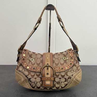 バッグ Coach Signature Soho Shoulder Bag Suede ❤️SOLD❤️Vintage Coach Signature Soho One Shoulder Bag