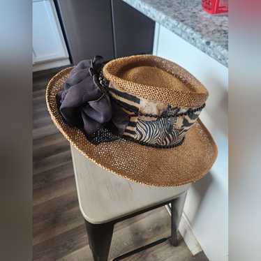 Source Unknown Brown And Black Patterned Hat - image 1