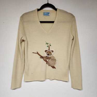 Vintage 1970s LeRoy Knitwear Womens Sweater Koala… - image 1