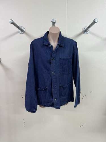 40〜50's French Twill Jacket crazypattern Vintage French Blue Cyclist Jacket - 1950s Workwear