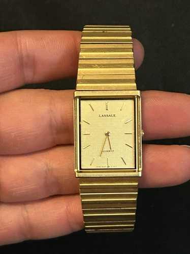LASSALE SEIKO ③ Seiko Lassale Quartz Watch Six Jewel Gold Tone Square Face