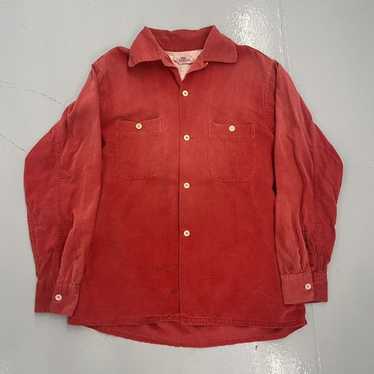 Vintage 50s Campus Red Horizontal Corduroy Loop C… - image 1