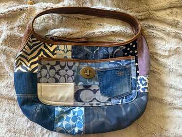 バッグ Coach Hampton Denim Patchwork Satchel Coach vintage denim patchwork - Gem