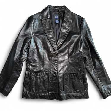 ジャケット・アウター 90s GAP leather coat VINTAGE Gap Leather Jacket Mens S Black Full Zip Coat 90s