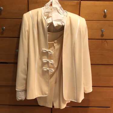 Albert Nipon Cream Blazer With Bow Accents - image 1