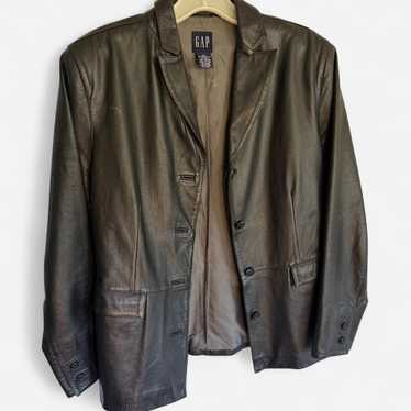 ジャケット・アウター 90s GAP leather coat VINTAGE Gap Leather Jacket Mens S Black Full Zip Coat 90s