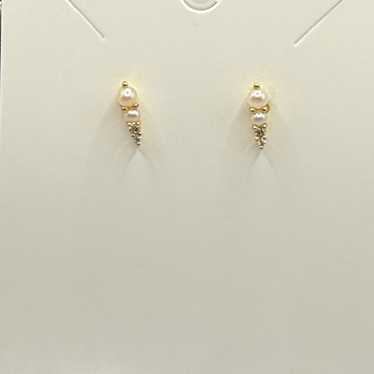 Source Unknown Gold And Pearl Drop Earrings - image 1