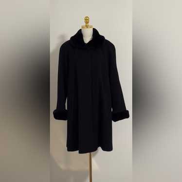 Albert Nipon Black Coat With Fur Trim - image 1