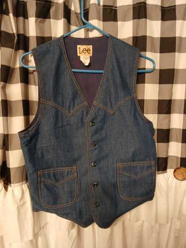 Vintage 1970s Lee Denim Vest 40R Cotton Made in U… - image 1
