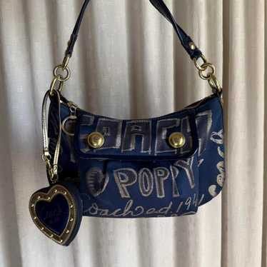 バッグ 00s Coach archive shoulder bag y2k navy Vintage Y2K Coach Navy/black Square Soho Style Leather Shoulder