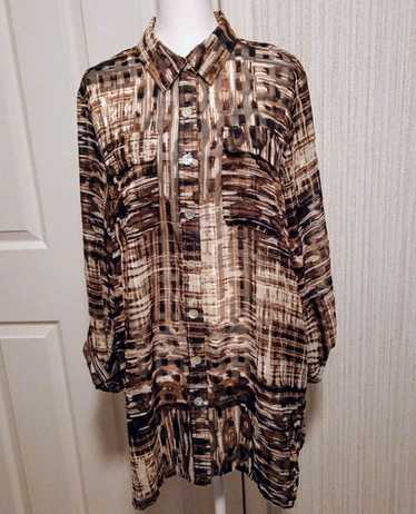 Ruby Rd. Women's Roll Tab Tunic Size 14 Brown Mul… - image 1