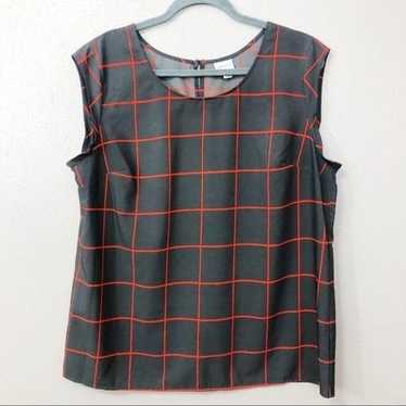 Merona grey red check pattern shell top blouse XL - image 1