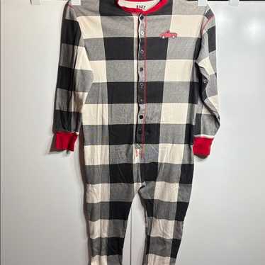 Lazy One - Plaid Button-Up Onesie With Red Accent… - image 1