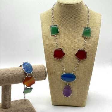 New Ross-Simons Multi-Color Polished Agate Sterli… - image 1