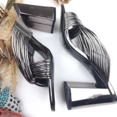 Charles By Charles David Silver Block Heel Mules … - image 1