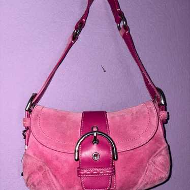 バッグ Coach Soho Legacy Pink Suede Satchel Bag Coach Pink Suede Soho Flap Shoulder Bag | Elegant