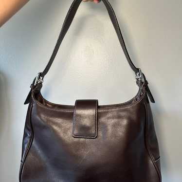 バッグ Vintage Coach Hamptons Handbag Brown y2k Coach Hampton Mini Hobo Brown Canvas and Leather Purse 10283 ཐིཋྀ