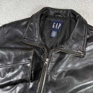 OLD GAP 00s〜 cow leather bomber jacket Vintage GAP Leather Jacket Black Bomber Coat X-large Youth