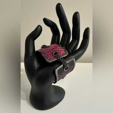 New Nine West Python-Print Chain Bracelet - Wine … - image 1