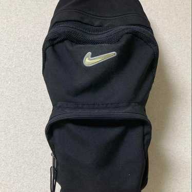 バッグ 90's OLD NIKE black gimmick backpack y2k Vintage Nike Backpack Black Brown Suede Bottom Center Swoosh