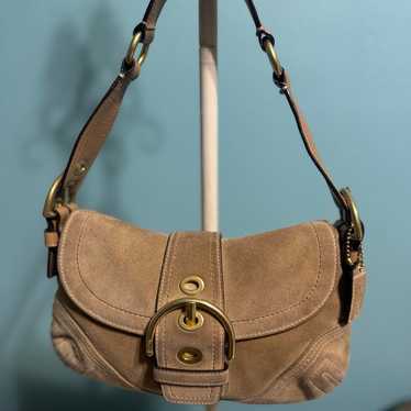 バッグ Coach Signature Soho Shoulder Bag Suede COACH Red Signature Soho Hobo Shoulder Bag Suede Leather