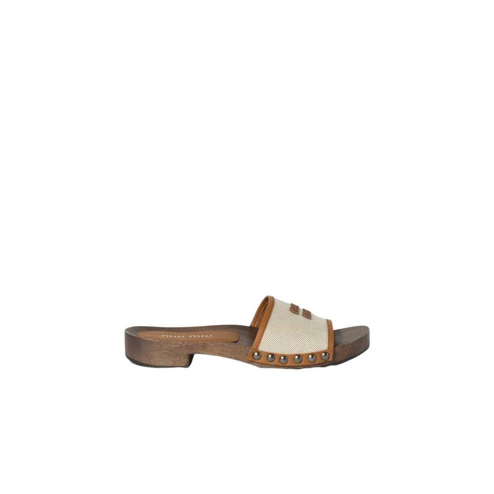 Miu Miu MIU MIU $895 Beige/Brandy Clogs New & Aut… - image 2