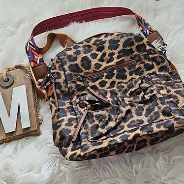 Leopard Print Backpack With Multicolored Shoulder… - image 1