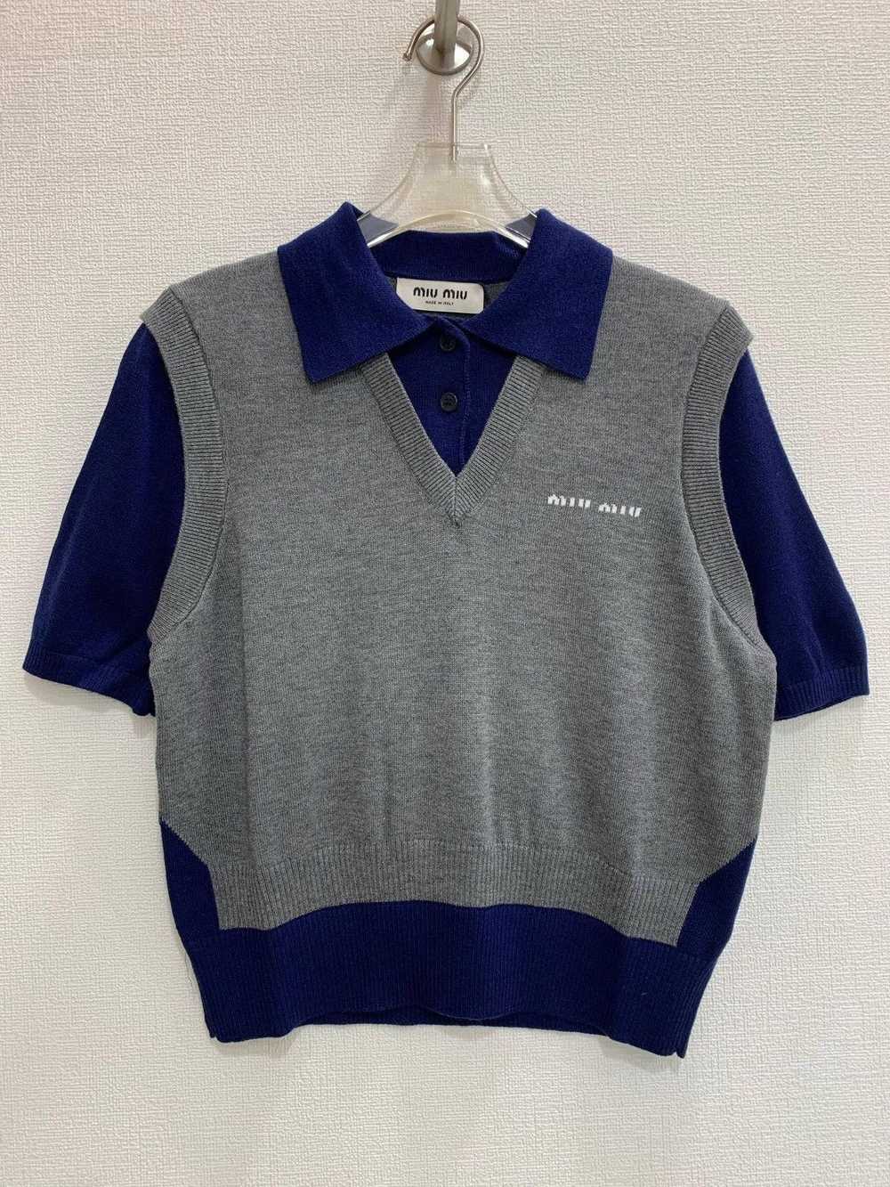 Miu Miu MIU MIU Wool short-sleeved knitted sweater - image 1