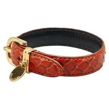 Prada Python Embossed Belt Bracelet In Red Leathe… - image 1