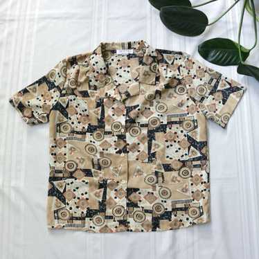 Truffles Abstract Palm Tree Patterned Button Down… - image 1