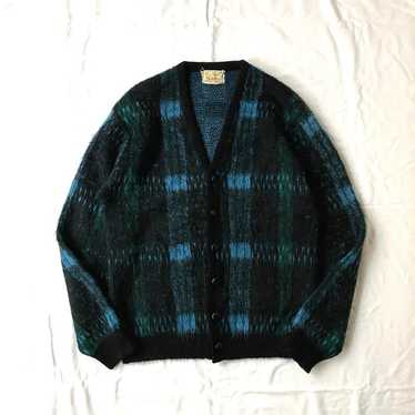 トップス 60s vintage mohair cardigan campus 60s Mohair-Blend Plaid Campus Cardigan — HERONS VINTAGE