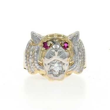 Yellow Gold Cubic Zirconia Lab-Created Ruby Jungl… - image 1