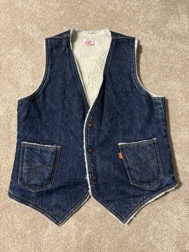 Vintage 70s Levi's vest Orange Tab Sherpa Lined D… - image 1