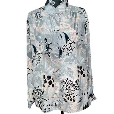 Alfred Dunner Abstract Jungle Print Button Down B… - image 1