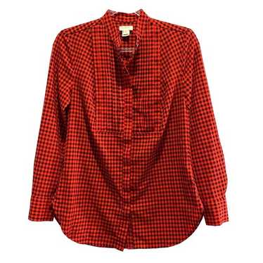 J. Crew Factory Drapey Buffalo Check Tuxedo Top X… - image 1