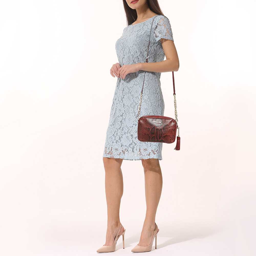 Michael Kors Red Python Embossed and Leather Jet … - image 2