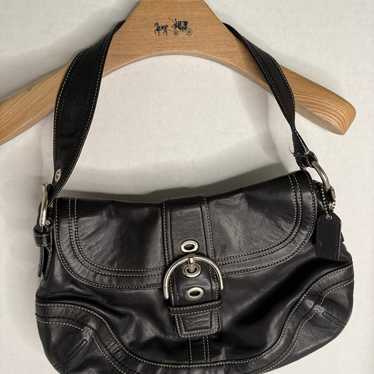 バッグ Old Coach Shoulder Bag Black Soho Y2k Vintage Coach Soho 3653 Hobo Shoulder Bag Black Leather Y2K